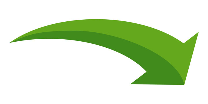 Green arrow vector icon showing direction symbol with flat style design. Jump icon