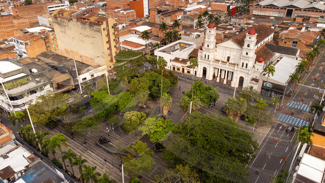 Envigado, Antioquia - Colombia. February 8, 2026. Catholic parish located in the town's main park.