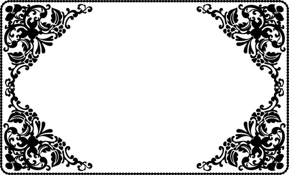Black rectangle frames collection art deco Thin golden floral Luxury shiny borders isolated set flourish elements design for stylish headers wedding invitations card photo poster book cover tarot sign