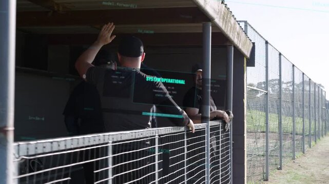Five players leaning dugout clapping for baseball play reaching glove overlay appearing over dugout