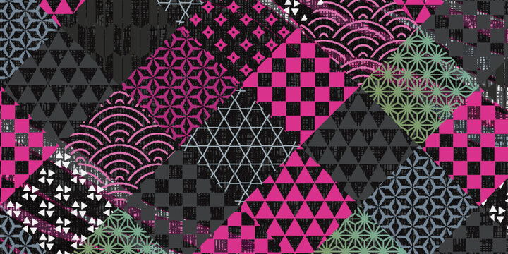 Geometric Japanese Traditional Pattern Abstract Art Wallpaper