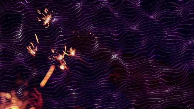 Hands entering from lower-left and lower-right moving sparks, splitting trails for bold light art