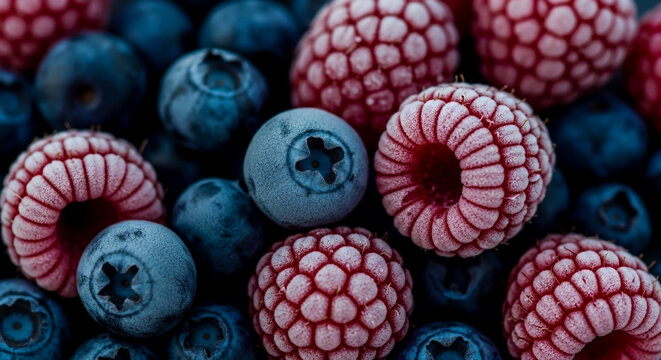 Frosted berries cluster together in a study of contrast and complementarity