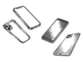 Smartphone Engraving Illustration Collection © Gabut Stock