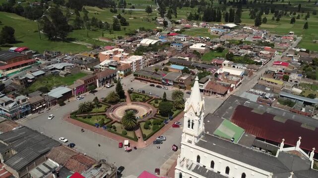 Cerinza, Boyaca - Colombia. February 27, 2026. Panoramic drone view of Cerinza, a municipality located 73.1 kilometers from Tunja.