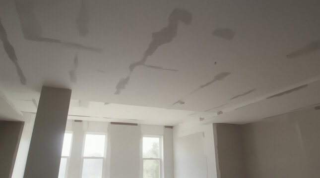 ceiling gypsum board installation at construction site