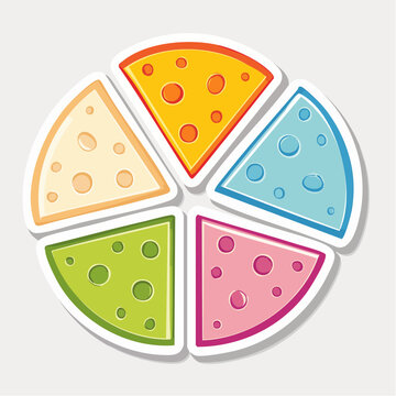 Colorful Slices of Cheese Arranged in a Circle