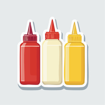 Condiment Bottles: Ketchup, Mayonnaise, and Mustard