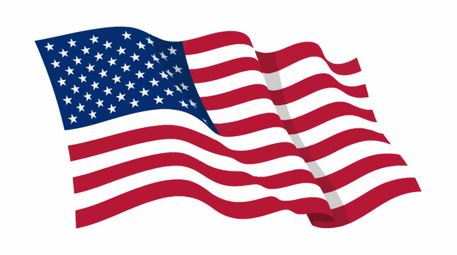 American flag waving illustration vector image with patriotic symbol on white