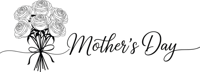 Mother's Day text with a bouquet of roses mothers day © Chayan