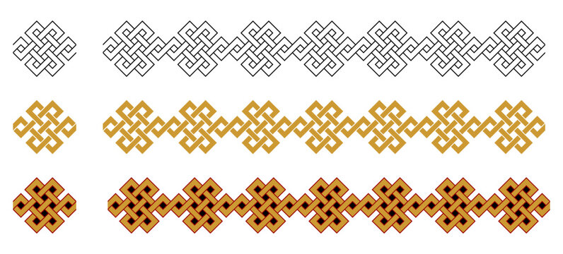 Celtic Sailor Knot Frame Border Seamless Pattern Vector Illustration Set