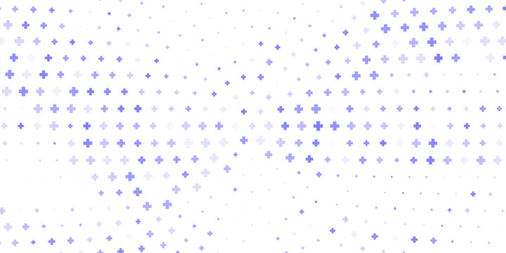 Blue Medical Plus Symbols Pattern. Math Design Elements Background. Medical Tech Background. Abstract Digital Circles of Plus Signs. Vector Illustration.