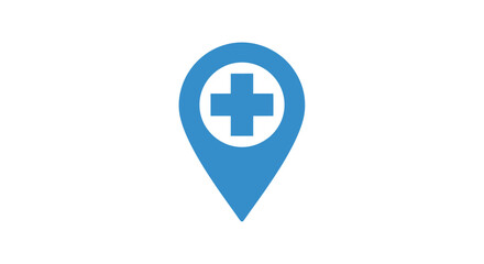 Fototapeta premium Blue Medical Location Pin Icon Symbol.