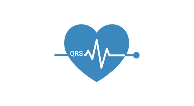 Blue Heart with ECG Waveform and QRS Complex.