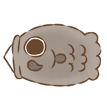 背景透過のもっちり手描き五月イラスト　大きな鯉のぼり　ブラック