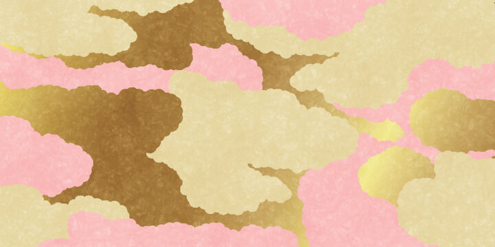 Elegant Japanese Style Golden and Pink Cloud Pattern Background