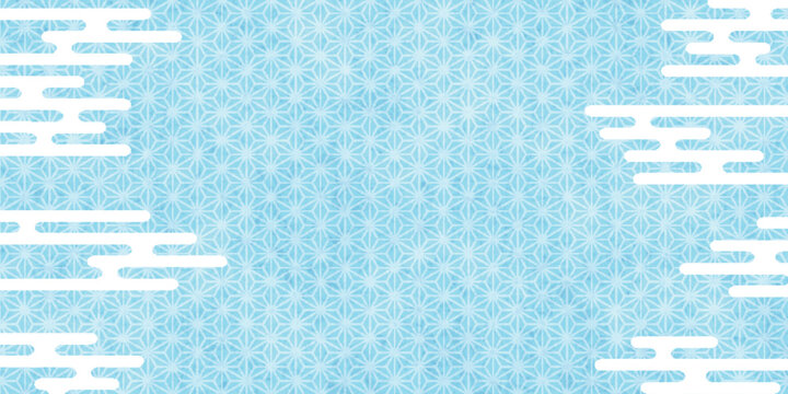 Light Blue Japanese Style Background with Traditional Cloud Motifs