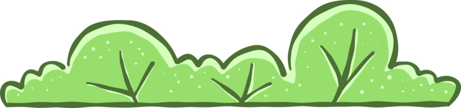 Hand Drawn Cute Cartoon Green Bushes Illustration