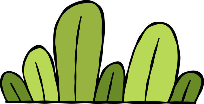 Hand Drawn Cute Cartoon Green Bushes Illustration