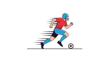 Obraz premium Dynamic Football Player Sprinting with Ball.