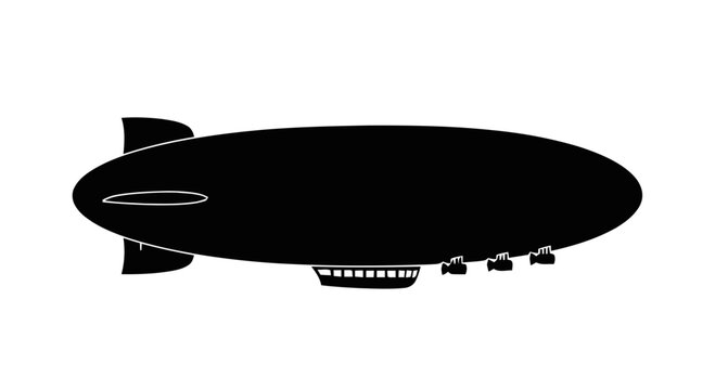 Black silhouette of blimp aircraft.