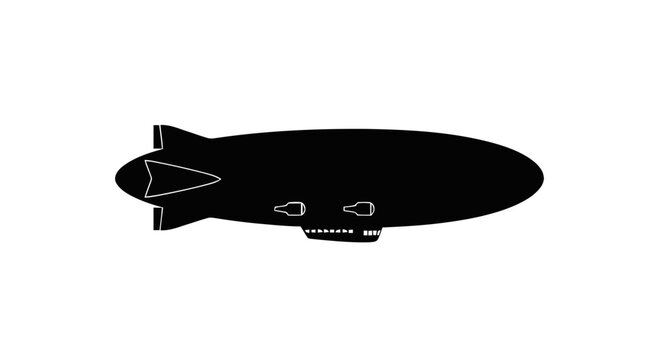 Black silhouette of blimp airship.