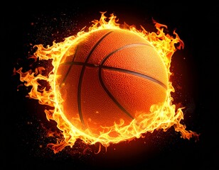 Obraz premium Basketball on Fire Energy Concept