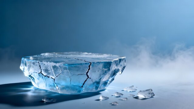 Ice Crystal Podium in Misty Blue Environment View