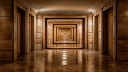 Fototapeta premium An intriguing perspective of an endless corridor, offering a sense of depth and mystery