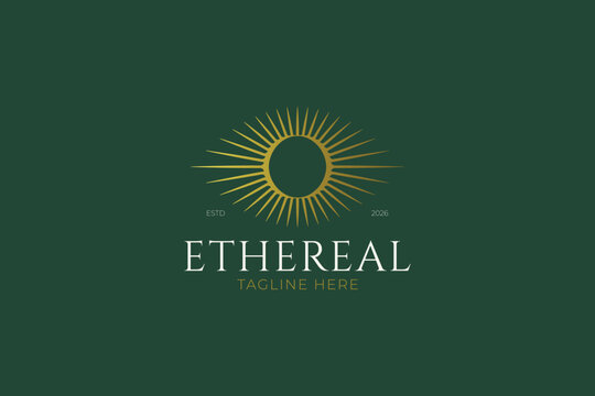 Ethereal Eye Sunburst - Celestial Holistic Logo Template