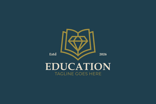 Education Book Diamond Luxury Logo Template