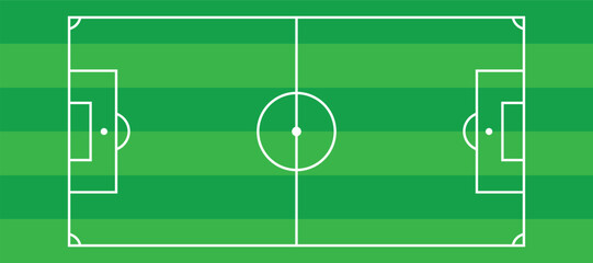 Soccer field top view vector illustration, football ground with white lines and green grass texture. © anamull2004