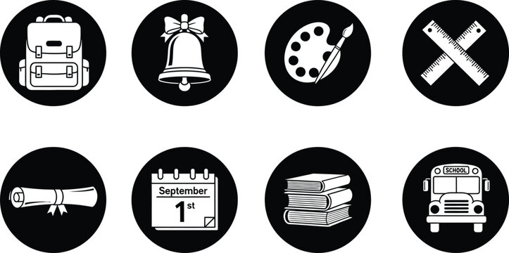Back to school and learning flat icons set Vector