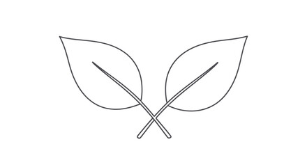 Naklejka premium Simple Line Drawing of Two Leaves.