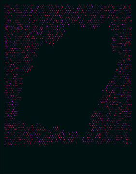 Manipur digital style hexagon map. Vibrant magenta purple pink neon dotted shape. State tiny bright hexagon cells. Manipur honeycomb map design. Amazing Vector Illustration.
