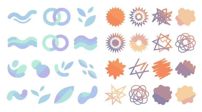 Collection of various colorful abstract shapes and symbols