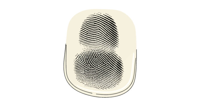 Two distinct black fingerprint patterns displayed on a white rectangular dish with rounded corners, against a plain white background.
