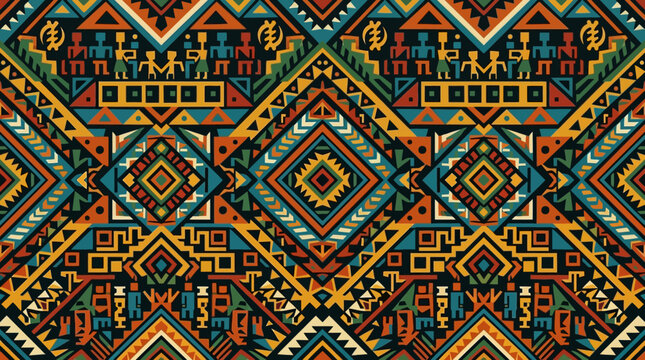 Vibrant geometric pattern with colorful shapes.