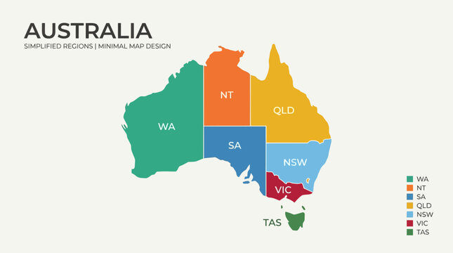 Map of Australia with colored regions.