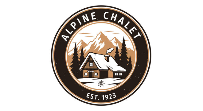 Alpine Chalet Logo Design Emblem.