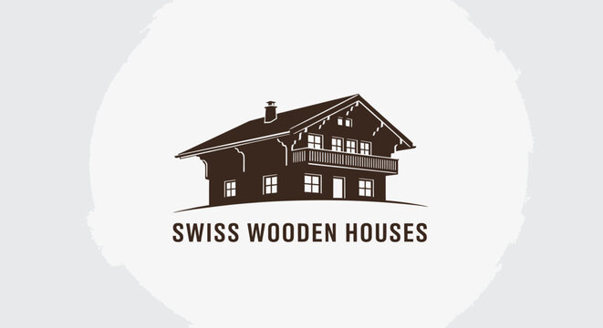 Traditional Swiss Wooden House Architecture.