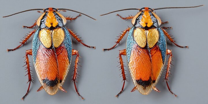 Cockroach concept with 6-legged insect pest