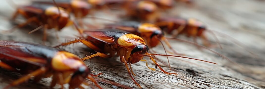 Cockroach concept with 6-legged insect pest