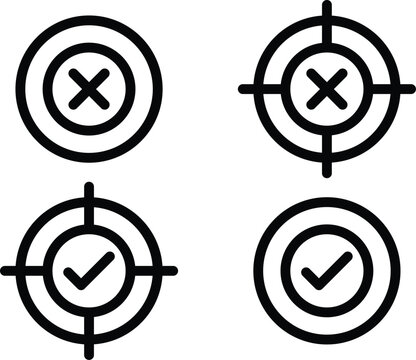 Target Icons With Check and Cross Marks Success and Failure Symbols for UI