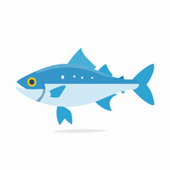 Obraz premium Illustration of a stylized blue fish with yellow eye swimming left