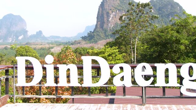 Scenic View of Limestone Mountains from Din Daeng Doi Terrace in Krabi