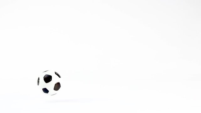 Small Soccer Ball Bouncing and Rolling on a White Background