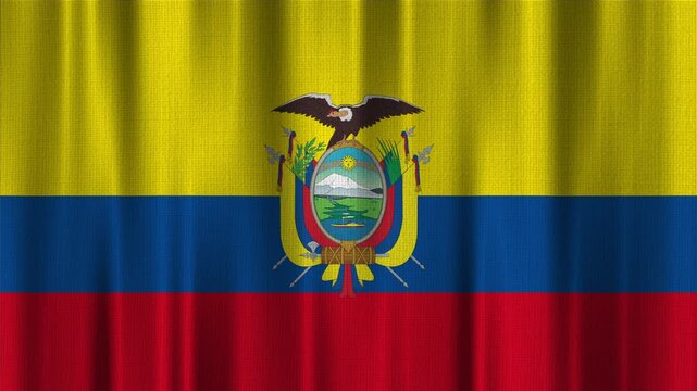 Ecuador flag waving in the wind with high quality fabric texture