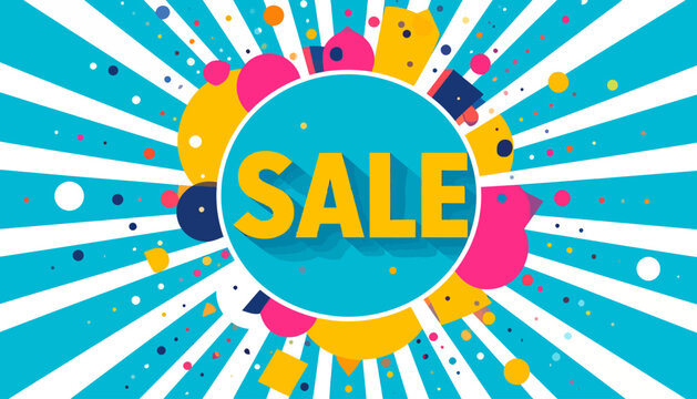 Bright and Colorful Explosion Circle with the word SALE - Perfect for promotions and advertising events with exciting discounts
