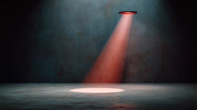 Dramatic Spotlight in Dark Room with Blue and Gray Texture Creating an Intense Mood and Perfect Setting for Performances and Creative Artworks